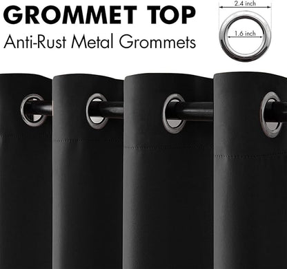 MIULEE Blackout Door Curtain Set of 2, 34 x 80 Inch Black Thermal Insulated Room Divider Drapes with Grommet Top for Privacy Cover, Living Room, Bedroom, Closet & Temporary Doorway