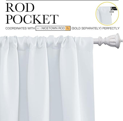 NICETOWN Greyish White Window Curtain Panels - Thermal Insulated Rod Pocket Room Darkening Curtain Sets for Bedroom (Platinum - Greyish White, 2 Panels, 42 in x 45 in (W x L))