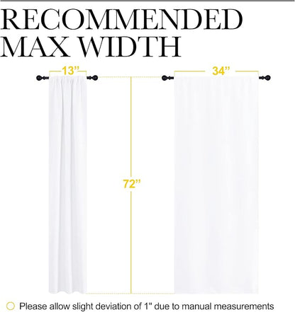 NICETOWN White Curtains 50% Blackout White Curtain Set, Modern Design Solid Rod Pocket Draperies/Drapes for Living Room, Window Dressing for Patio Door (2 Panels, 34 by 72)