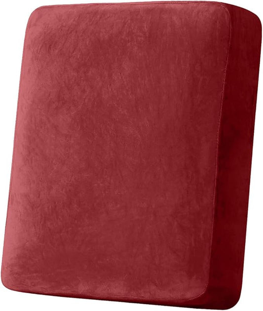 Couch Cover Stretch Velvet Sofa Cushion Cover 1-Piece - Elastic Washable Slipcover for Seat or Backrest, Couch Seat Covers for Sofas (Christmas Red)