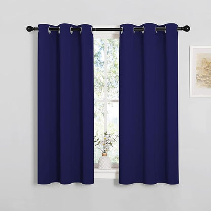 NICETOWN Blackout Draperies Curtains, All Season Thermal Insulated Solid Grommet Top Blackout Curtains/Drapes for Kid's Room (Royal Blue, 1 Pair, 34 x 45 inches)
