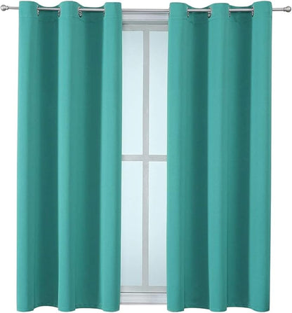 ChrisDowa Grommet Room Darkening Curtains for Bedroom and Living Room - 2 Panels Set Thermal Insulated Blackout Curtains (Teal, 38W x 45L)