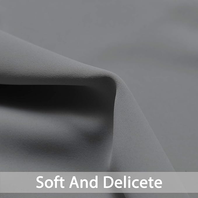 Yakamok Grommet Room Darkening Thermal Insulated Blackout Curtains Window Panels for Bedroom Width 52 Inch by Length 54 Inch Grey Two Curtain Panels