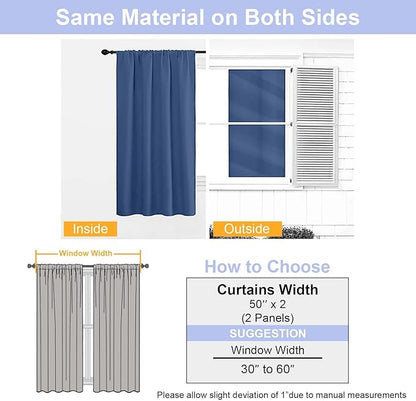 Simplebrand Ava Royal Blue Short Blackout Curtains for Bedroom 54 Inches Long 2 Panels Set, Solid Thermal Insulated, Energy Saving Window Treatment Curtains Blackout Drapes, W40 x L54 Inch, Royal Blue