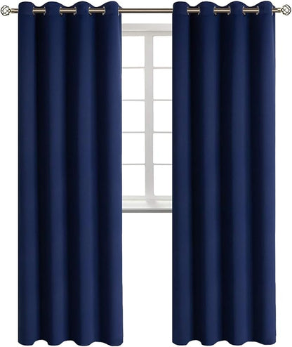 BGment Blackout Curtains - Grommet Thermal Insulated Room Darkening Bedroom and Living Room Curtains, Set of 2 Panels (52 x 120 Inch, Navy)