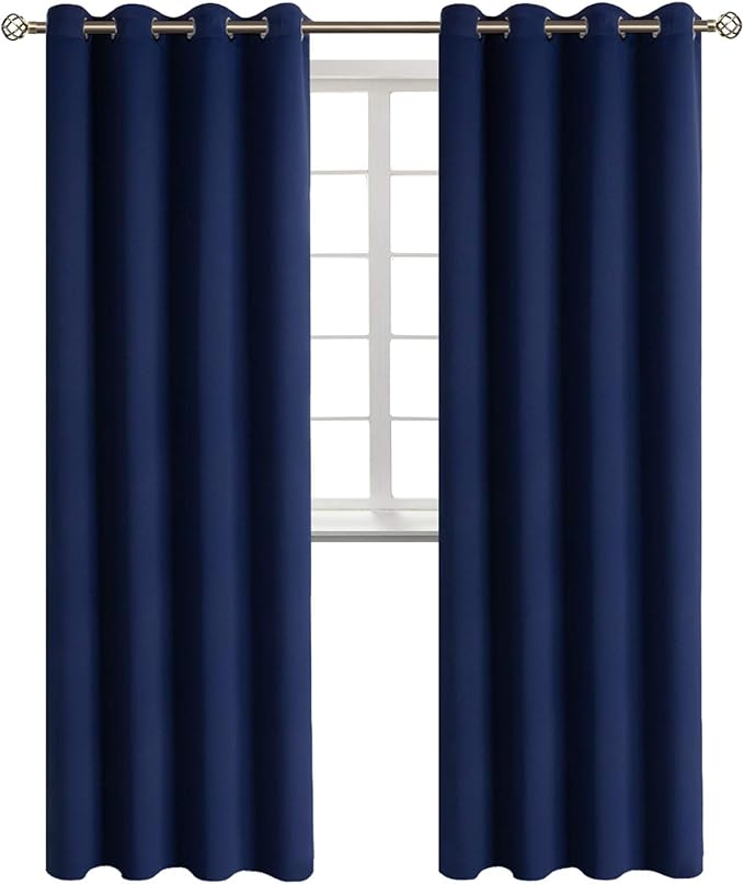 BGment Blackout Curtains - Grommet Thermal Insulated Room Darkening Bedroom and Living Room Curtains, Set of 2 Panels (52 x 108 Inch, Navy)