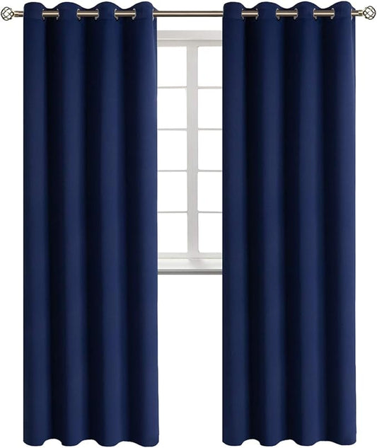 BGment Blackout Curtains - Grommet Thermal Insulated Room Darkening Bedroom and Living Room Curtains, Set of 2 Panels (52 x 108 Inch, Navy)