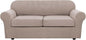 H.VERSAILTEX 3 Piece Stretch Sofa Covers for 2 Cushion Sofa Couch Covers for Living Room Furniture Cover (Base Cover Plus 2 Seat Cushion Covers) Thicker Jacquard Fabric(Large Sofa, Sand)