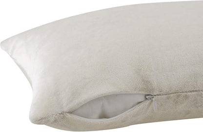 GIGIZAZA White Velvet 12x20 Lumbar Decorative Throw Pillow Covers Cases for Sofa Bed 2 Pack Soft Cushion Cover