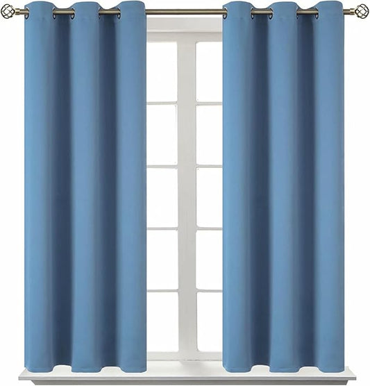 BGment Blackout Curtains for Bedroom - Grommet Thermal Insulated Room Darkening Curtains for Living Room, Set of 2 Panels (38 x 54 Inch, Faded Denim)