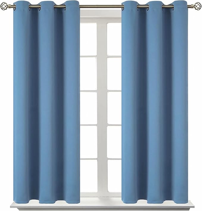 BGment Blackout Curtains for Bedroom - Grommet Thermal Insulated Room Darkening Curtains for Living Room, Set of 2 Panels (38 x 45 Inch, Faded Denim)