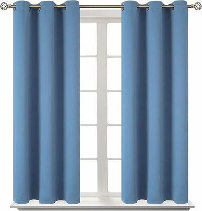 BGment Blackout Curtains for Bedroom - Grommet Thermal Insulated Room Darkening Curtains for Living Room, Set of 2 Panels (38 x 45 Inch, Faded Denim)