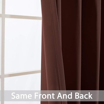 Yakamok Blackout Drapes for Sliding Glass Door - Thermal Insulated Door Blinds,Room Darkening Room Divider Window Curtain for Bedroom/Living Room(Chocolate Brown, 100 inches x 84 inches)