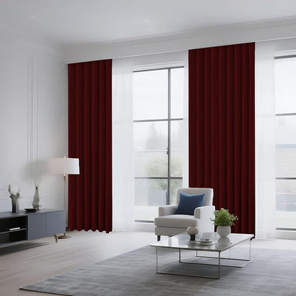 CUCRAF Burgundy Red Blackout Curtains Customize, Rod Pocket Room Darkening Curtain for Bedroom Living Room, Thermal Insulated Window Drapes 1 Panel (Custom Size, Color)