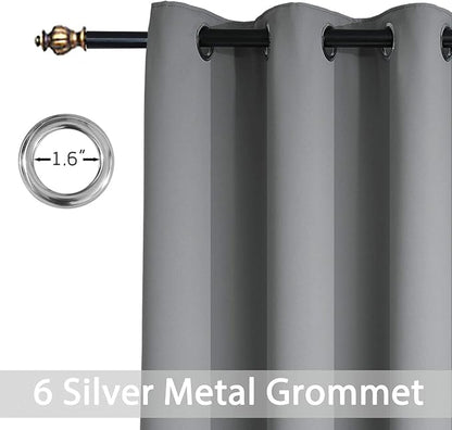Yakamok Blackout Curtains for Bedroom - Grommet Thermal Insulated Room Darkening Curtains for Living Room, Set of 2 Panels (38 x 84Inch, Grey)