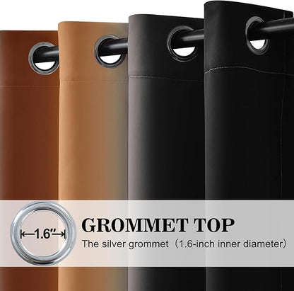Yakamok Blackout Ombre Burnt Orange and Black Curtains-Gradient Room Darkening Curtain, Grommet Thermal Insulated Light Blocking Window Drapes Curtain for Living Room Bedroom,52 x 54 Inch,2 Panels