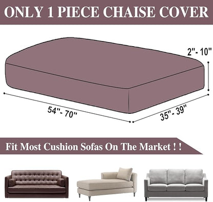 Couch Cushion Cover Chaise Lounge Cover Washable Separate Seat Chaise Couch Cover Stretch Sectional Sofa Slipcover(1 Piece for Chaise or Sofa 3-Seater, Brown)