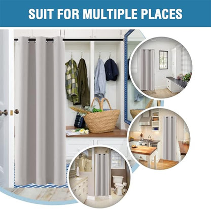 H.VERSAILTEX Doorway Curtain Blackout Closet Door Curtain Room Divider Window Treatment Curtain for Bedroom Thermal Insulated Privacy Drape Soundproof Grommet, 42 x 80 inches, 1 Panel, Stone