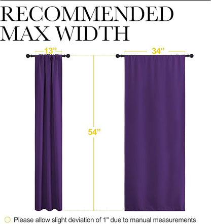 NICETOWN Kitchen Curtains, Short Blackout Curtains & Drapes, Home Decoration Window Treatment Cafe Curtain Panels with Rod Pocket (Royal Purple, 34-inch Wide x 54-inch Long, 2 Panels)