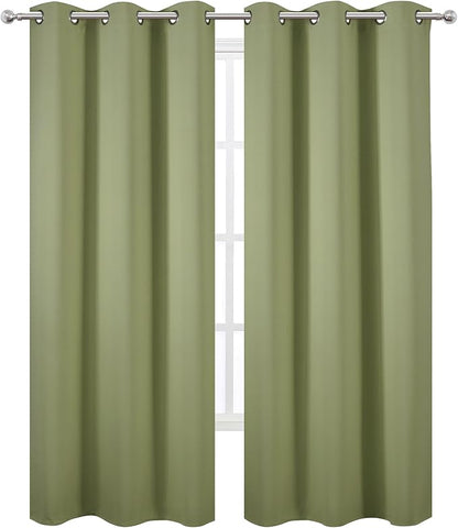 LEMOMO Sage Green Thermal Blackout Curtains/42 x 95 Inch/Set of 2 Panels Room Darkening Curtains for Bedroom