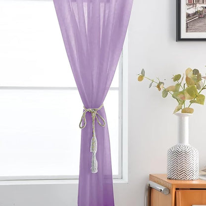 SpaceDresser Lavender Sheer Curtains 4 Panels Rod Pocket Semi-Sheer Curtain 72 Inches Long Light Filtering Voile Window Drapes for Bedroom Living Room Kitchen, Each 52W x 72L