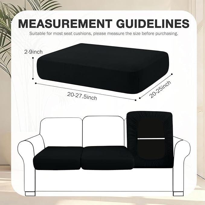 hyha 14Pcs Patio Cushion Covers, Stretch Outdoor Couch Cushion Covers Replacement, Washable Outdoor Chair/Sofa Slipcovers for Patio Furniture Cushions Protector with Elastic Bottom(Black,Cover Only)