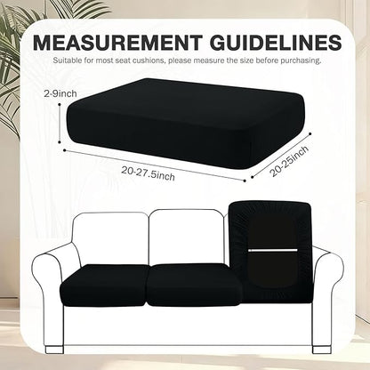 hyha 12Pcs Patio Cushion Covers, Stretch Outdoor Couch Cushion Covers Replacement, Washable Outdoor Chair/Sofa Slipcovers for Patio Furniture Cushions Protector with Elastic Bottom(Black,Cover Only)