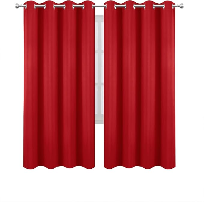 LEMOMO Blackout Curtains 66 x 72 Inch Long Bright Red Curtains Set of 2 Panels Room Darkening Curtains for Bedroom and Living Room