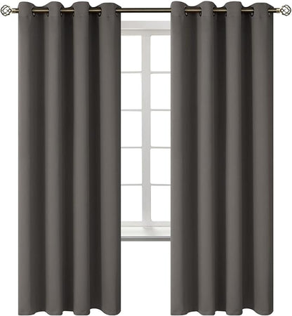 BGment Blackout Curtains for Bedroom - Grommet Thermal Insulated Room Darkening Curtains for Living Room, Set of 2 Panels (52 x 72 Inch, Grey)
