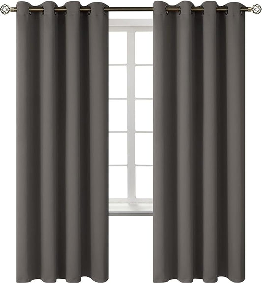 BGment Blackout Curtains for Bedroom - Grommet Thermal Insulated Room Darkening Curtains for Living Room, Set of 2 Panels (52 x 72 Inch, Grey)
