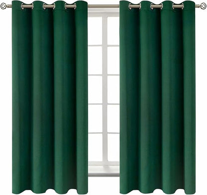 BGment Blackout Curtains - Grommet Thermal Insulated Room Darkening Bedroom and Living Room Curtains, Set of 2 Decorative Curtain Panels (52 x 63 Inch, Emerald Green)