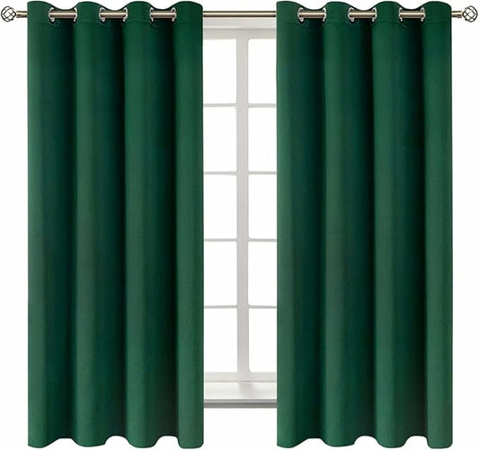 BGment Blackout Curtains - Grommet Thermal Insulated Room Darkening Bedroom and Living Room Curtains, Set of 2 Decorative Curtain Panels (52 x 63 Inch, Emerald Green)