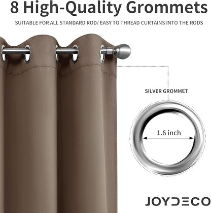Joydeco Blackout Curtains for Bedroom 90 inch Long 2 Panels, Thermal Insulated Room Darkening Curtains with Grommets, Soft Window Drapes for Living Room (W52 x L90 Inch, Khaki)