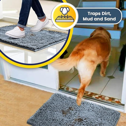 Muddy Mat® | Super Absorbent Door Mat Indoor, Microfiber Quick Dry Chenille Entryway Rug, Non-Slip Front Door Mat, Indoor Mats for Entryway, Machine Washable Pet Rug, Baby Blue 16"x24"