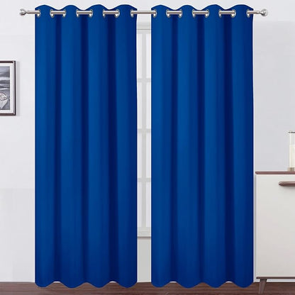 LEMOMO Blackout Curtains 52 x 90 Inch Long Royal Blue Curtains Set of 2 Panels Room Darkening Curtains for Bedroom and Living Room