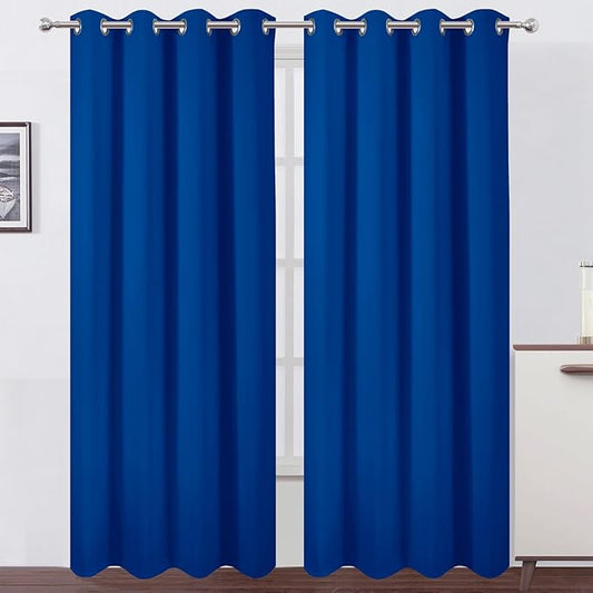 LEMOMO Blackout Curtains 52 x 90 Inch Long Royal Blue Curtains Set of 2 Panels Room Darkening Curtains for Bedroom and Living Room