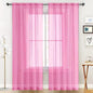 SpaceDresser Basic Rod Pocket Sheer Voile Window Curtain Panels Pink 1 Pair 2 Panels 60 Width 108 Inch Long for Kitchen Bedroom Children Living Room Yard（Pink, 60W x 108L）