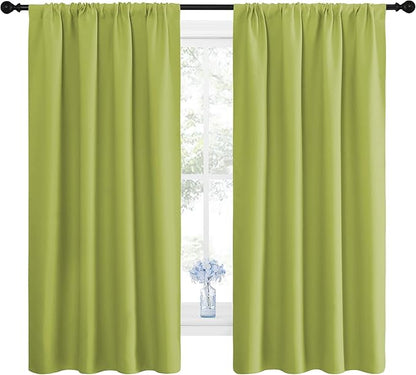 NICETOWN Green Blackout Draperies Curtains - Thermal Insulated Home Decoration Blackout Drapes for Kid's Room (1 Pair, 42 x 63 Inch, Fresh Green)