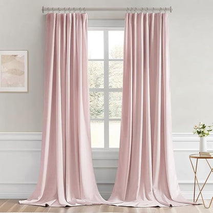 MIULEE Baby Pink Back Tab Blackout Curtains 102 Inch Long 2 Panels Set for Living Room Bedroom, Rod Pocket/Pinch Pleated Thermal Insulated Room Darkening Light Blocking Floor to Ceiling Drapes