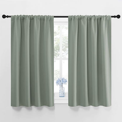 NICETOWN Window Curtains Blackout Drapes - Thermal Insulated Solid Rod Pocket Blackout Curtains/Draperies for Living Room (Sage Green, One Pair, 42 by 45-Inch)