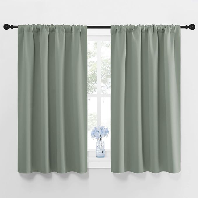 NICETOWN Window Curtains Blackout Drapes - Thermal Insulated Solid Rod Pocket Blackout Curtains/Draperies for Living Room (Sage Green, 1 Pair, 42 by 48-Inch)