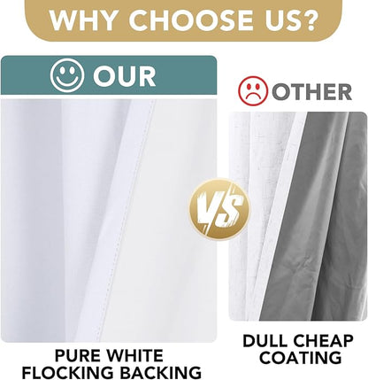 H.VERSAILTEX Linen Blackout Curtains 72 Inches Long 100% Blackout Thermal Insulated Textured Linen Look Curtain Draperies Anti-Rust Grommet, Energy Saving with White Liner, 2 Panels, Bright White