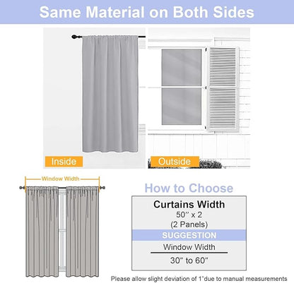 Simplebrand Ava Silver Grey Blackout Curtains for Bedroom 90 Inches Long 2 Panels Set, Solid Privacy Energy Saving Living Room Window Treatment Curtains Blackout Drapes, W50 x L90 Inch, Silver Grey