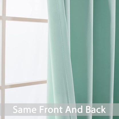 Yakamok Blackout Curtains Room Darkening Thermal Insulated Window Panels,Solid Grommet Top Drapes for Bedroom/Living Room(42Wx84L, Aqua, 2 Panels)