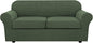 H.VERSAILTEX 3 Piece Stretch Sofa Covers for 2 Cushion Sofa Couch Covers for Living Room Furniture Cover (Base Cover Plus 2 Seat Cushion Covers) Thicker Jacquard Fabric(Large Sofa, Bronze Green)