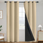 SimpleHome 100% Blackout Curtains for Bedroom,Thermal Insulated Beige Grommet Window Drapes Room Darkening Curtains for Living Room with Black Back,38 x 84 Inch,2 Panels