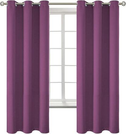 BGment Room Darkening Curtains 63 Inches Long - Grommet Thermal Insulated Drapes Window Treatment Curtains for Bedroom, 2 Panels, 42 x 63 Inch, Eggplant Purple