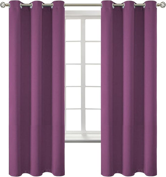 BGment Room Darkening Curtains 63 Inches Long - Grommet Thermal Insulated Drapes Window Treatment Curtains for Bedroom, 2 Panels, 42 x 63 Inch, Eggplant Purple