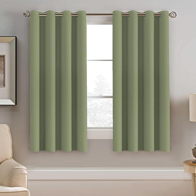 H.VERSAILTEX Blackout Curtain for Living Room Thermal Insulated Window Treatment Curtain Extra Long 63 inch Length Energy Saving Solid Grommet Top Blackout Drape, One Panel, Sage, 52" W x 63" L