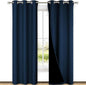 NICETOWN Moroccan Blue Full Shade Curtain Panels, Pair of Thermal Insulated & Energy Efficiency Blackout Drapes for Living Room Windows, Lined Silky Performance Window Dressing (42" Wide x 84" Long)
